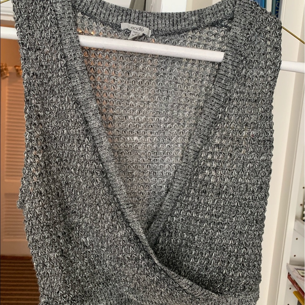 Knit open front crop top